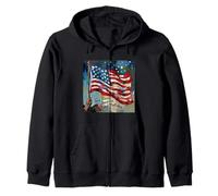 Peinture Artistique avec Drapeau américain « God Bless America Land That I Love » Sweat à Capuche