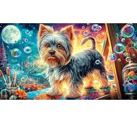 Peinture Artistique de Yorkshire Terrier Puzzle 1000 pièces pour Adultes - Papier recyclé Jeu éduchatiF & Détente Jeu Familial 38x52/1000pcs
