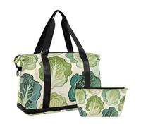 Peinture artistique Légumes verts Chou Sac à main Sac de week-end avec compartiment humide Sangle réglable Gym Sport Carry pour voyage Imperméable pour hommes femmes