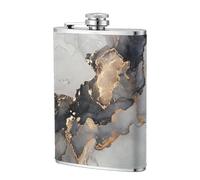 Peinture artistique noire et or,Flasque de poche plate de 8 oz en acier inoxydable 304, idéale pour les activités de plein air.