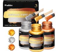 Peinture Arylique Métallique Or & Argent & Bronze 375ml,Peinture Feuille D'or Pour Peinture D'art,Idéal Pour Toile,Bois,Argile,Tissu,Céramique,Pierre,Verre Fournitures D'artisanat