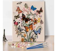 Peinture au Chiffre Toile DIY Artisanat d'Art Peinture Papillons 40x50 cm