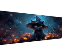 Peinture au Diamant 5D DIY Kit Complet Chat, 40x80cm Grand Tableau Diamond Painting Halloween (2), Broderie Diamant Strass Ronds, Loisirs Créatifs Adultes, Déco Maison, Idée Cadeau Printemps Y1-850
