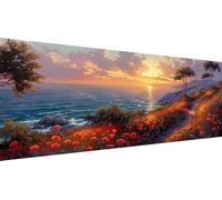 Peinture au Diamant 5D DIY Kit Complet Chemin Fleuri, 60x120cm Grand Tableau Diamond Painting Océan, Broderie Diamant Strass Ronds, Loisirs Créatifs Adultes, Déco Maison, Idée Cadeau Printemps Y1-248