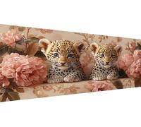 Peinture au Diamant 5D DIY Kit Complet Léopard, 40x80cm Grand Tableau Diamond Painting Fleurs (1), Broderie Diamant Strass Ronds, Loisirs Créatifs Adultes, Déco Maison, Idée Cadeau Printemps Y1-270