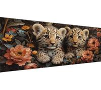Peinture au Diamant 5D DIY Kit Complet Léopard, 40x80cm Grand Tableau Diamond Painting Fleurs, Broderie Diamant Strass Ronds, Loisirs Créatifs Adultes, Décoration Salon, Idée Cadeau Printemps Y1-198