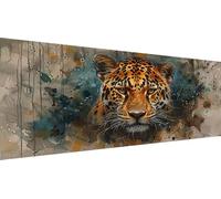 Peinture au Diamant 5D DIY Kit Complet Léopard, 70x140cm Grand Tableau Diamond Painting Rétro, Broderie Diamant Strass Ronds, Loisirs Créatifs Adultes, Décoration Salon, Idée Cadeau Printemps Y1-236