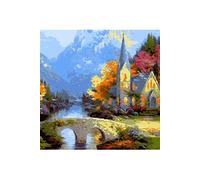 Peinture au diamant DIY 5D ZY303 - Maison au bord du pont (30x30CM)