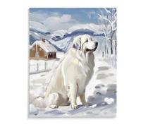 Peinture au diamant Grand Chien des Pyrénées Diamant Peinture Images 5D Diamant Peinture Kits Diamond Painting Paysage Arts Craft Maison 40x50cm(16x20inch) sans Cadre