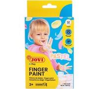 Jovi - Finger Paint, Peinture au doigt, Caisse de 6 pots 35 ml, Couleurs pastel, 100% lavable, A base d'ingrédients naturels, Sans gluten (540P)