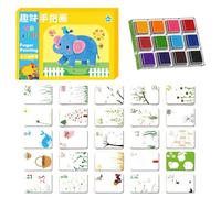 Peinture au doigt pour tout-petits de 1 à 3 ans, tampons encreurs lavables, 12 ou 24 couleurs, outil de peinture artistique, ensemble inoffensif, fête en classe, 21 x 15 x 3 cm, multicolore