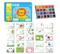 Peinture au doigt pour tout-petits de 1 à 3 ans, tampons encreurs lavables, 12 ou 24 couleurs, outil de peinture artistique, ensemble inoffensif, fête en classe, 21 x 15 x 3 cm, multicolore