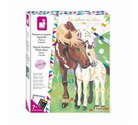 Janod - Coffret Peinture Par Numéro Chevaux - 2 Tableaux à Réaliser - Aquarelle - Les Ateliers du Calme - 7 Ans, J07953