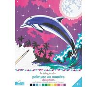 Peinture Au Numéro Dauphins - Avec 2 Tableaux, 2 Palettes De Peinture De 12 Couleurs, 1 Pinceau