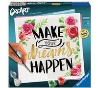 Ravensburger – Kit de peinture par numéros CreArt 20x20 cm Make Your Dreams Happen Peinture dorée