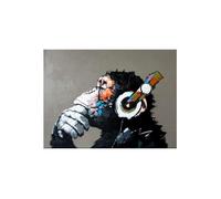 Figured'Art Peinture par Numéro Adulte avec Cadre Singe casque audio - Activité Manuelle Kit de Loisir Créatif DIY Numéro d'Art Complet - 40x50cm toile tendue sur châssis
