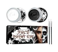 Peinture Au Visage Blanc Noir - Kit De Maquillage De Peinture Pour Le Visage | Habillage De Kit De Maquillage | Palette Makéup Avec Pinceaux | Face, Corps, Œil, Couverture Complète Des Peintures Pour