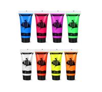 Peinture au visage néon, 8 pcs brillent dans la peinture pour le corps du visage sombre, peinture d'art fluorescente UV Blacklight, accessoires de peinture pour le visage multicolore pour enfants adu