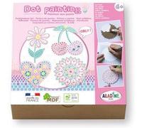 Peinture aux points - Sur bois - Coffret - Modèle girly - Dès 6 ans - Formes, pochoirs, peintures