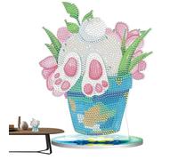 Peinture avec strass lapin de bureau, art strass de Pâques de bureau, lapin de Pâques avec décorations en strass pour bureau, printemps Pâques pierre précieuse peinture ornements artisanaux
