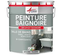 Peinture BAIGNOIRE LAVABO : Résine Salle de Bain pour Baignoire émail, acrylique et fonte - 2.5 kg (jusqu'à 8 m² en 2 couches) Telegris 4 - RAL 7047 - ARCANE INDUSTRIES