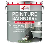 Peinture BAIGNOIRE LAVABO : Résine Salle de Bain pour Baignoire émail, acrylique et fonte - 1 kg (jusqu'à 3 m² en 2 couches) Vert Réséda - RAL 6011 - ARCANE INDUSTRIES