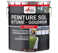 ARCANE INDUSTRIES Peinture Bitume, Goudron, Asphalte, Macadam, béton, enrobé : Arcasphalt - 15 kg (jusqu'à 30 m² en 2 Couches) Chocolat Marron Foncé