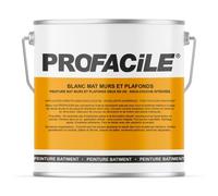 PROFACILE Peinture blanc mat intérieur murs et plafonds, sans odeur, 2 en 1, sous-couche intégrée 2.5 litres