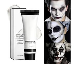 Peinture blanche pour le visage, fond de teint liquide, finition mate anti-taches, formule à séchage rapide, flacon portable de 37 ml, idéal pour Halloween, cosplay et performances sur scène pour