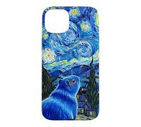 Peinture Bleue de Hamster Capybara Nuits étoilées Coque pour iPhone 15 Plus