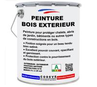 Peinture Bois Exterieur - 5 L - Codeve Bois - RAL 9010 - Blanc pur
