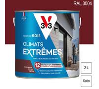 Peinture bois extérieur Climats Extrêmes RAL 3004 Rouge basque satin 2L V33