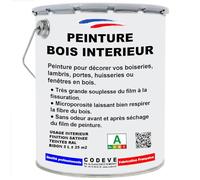 Peinture Bois Interieur - Codeve Bois/RAL 9010 - Blanc pur - 5L - Intérieur - Intérieure Pour La Décoration De Votre Bois, Lambris Ou Plinthe.