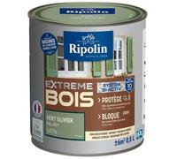 Peinture bois intérieur extérieur - RIPOLIN - Vert olivier RAL 6021 - Finition satinée - 0,5 l - Sans sous-couche