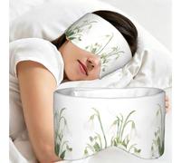 Peinture botanique à l'aquarelle d'une fleur de perce-neige blanche, Masque de sommeil pour la maison, les voyages et le travail posté, couvrant entièrement les yeux et bloquant la lumière