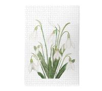 Peinture botanique à l'aquarelle d'une Fleur de Perce-Neige Blanche, Puzzles de 1000 pièces en Bois, Jeu Familial, décoration Murale pour Adultes et Adolescents