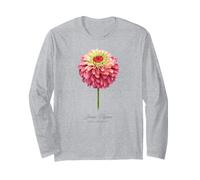 Peinture botanique Fleur de Zinnia Rouge et Rose Manche Longue