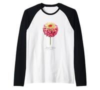 Peinture botanique Fleur de Zinnia Rouge et Rose Manche Raglan