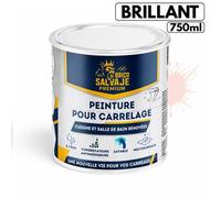 Peinture carrelage premium cuisine salle de bain - BRICOSALVAJE - Blanc Soie - Brillant - 750ml