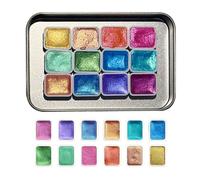 Peinture chatoyante - 12 couleurs, ensemble de peinture | Kit Pearlescent, métallique | Ensemble de fournitures d'art à aquarelle solide portables | Boîte de peintur à dessin éducatif pour les enfant