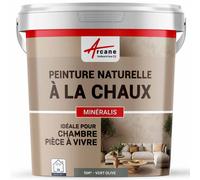 Peinture chaux naturelle : décoration intérieure sans émanation NUANCES MINERALES CHAUX Olive Vert 15 m² (2.5 kg en 1 couche)