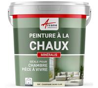Peinture chaux, naturelle : peinture sans émanation, mineralis - 15 m² (2.5 kg en 1 couche) Champagne Jaune Clair - ARCANE INDUSTRIES