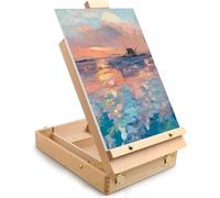 Peinture Chevalet de Table, Boîte de Stockage pour Art Supplies, chevalet de table réglable en bois de hêtre, planche à dessin pliante et portable pour adultes, débutants, artistes peintres