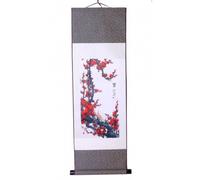 lachineuse - Kakemono Fleurs de Prunier - Tapisserie Murale - Décoration Japonaise à Suspendre - 100 x 30 cm - Symbole d'Espoir - Tableau Japonais Estampe - Coloris Gris - Idée Cadeau Japon Asie