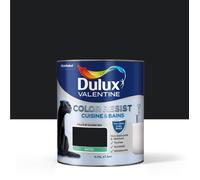 Dulux Valentine Color Resist - Peinture Intérieure Pièces Humides - Pour Murs, Plafonds, Boiseries - Lessivable et Résistante - Couleur : Noir Satin - 0,75 L - 5261977