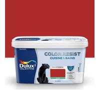 Dulux Valentine Color Resist - Peinture Intérieure Pièces Humides - Pour Murs, Plafonds, Boiseries - Lessivable et Résistante - Couleur : Rouge Industriel Satin - 2 L - 5262084