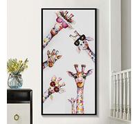 Peinture colorée de famille animale de girafe pour le salon Décor à la maison Art mural Affiches et impressions sur toile Image animale 70x140cm (27 "x55") Sans cadre