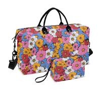 Peinture colorée marguerite décorative sac de week-end sac de sport sac de sport avec trousse de toilette pour trekking 2 pièces ensemble bolsas de para Mujer