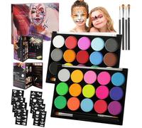 Peinture Corporelle Fluorescente 15 Couleurs - Palette Maquillage UV et Tatouage à l'Huile - Idéal Halloween Noël Carnaval
