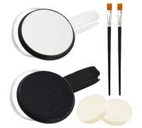 Peinture Corporelle Noir (30g) et Blanc (30g) avec 2 Pinceaux de Maquillage et bouffées, Kit Maquillage Halloween Adulte Femme pour Peinture Visage Carnaval Théâtre Cosplay Fantaisie Clown